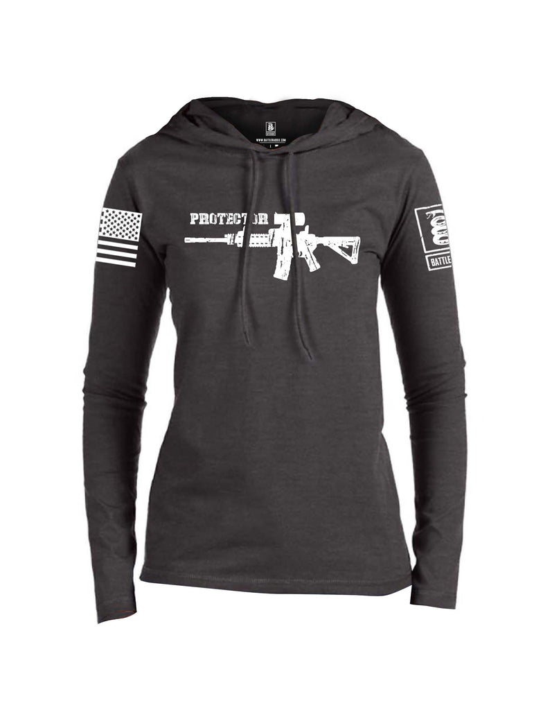 Battleraddle Protector White Sleeve Print Womens Thin Cotton Lightweight Hoodie