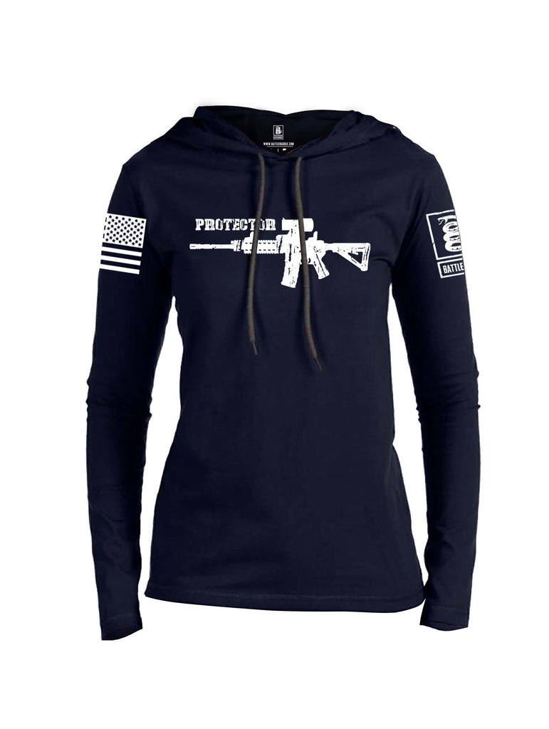 Battleraddle Protector White Sleeve Print Womens Thin Cotton Lightweight Hoodie