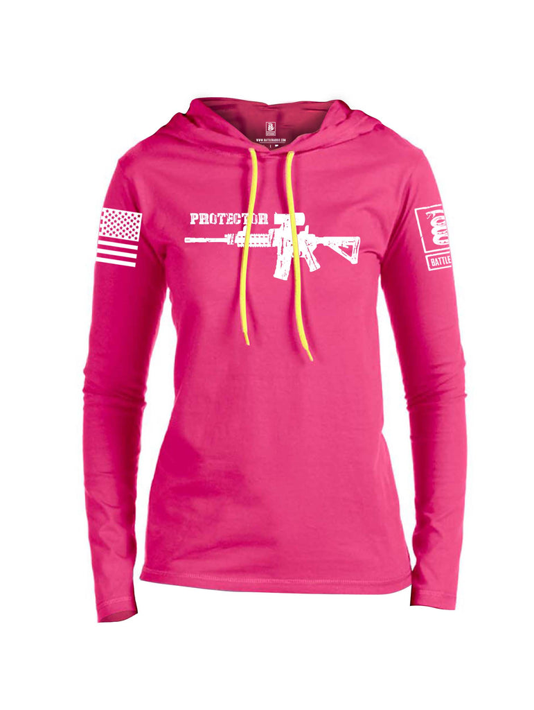 Battleraddle Protector White Sleeve Print Womens Thin Cotton Lightweight Hoodie