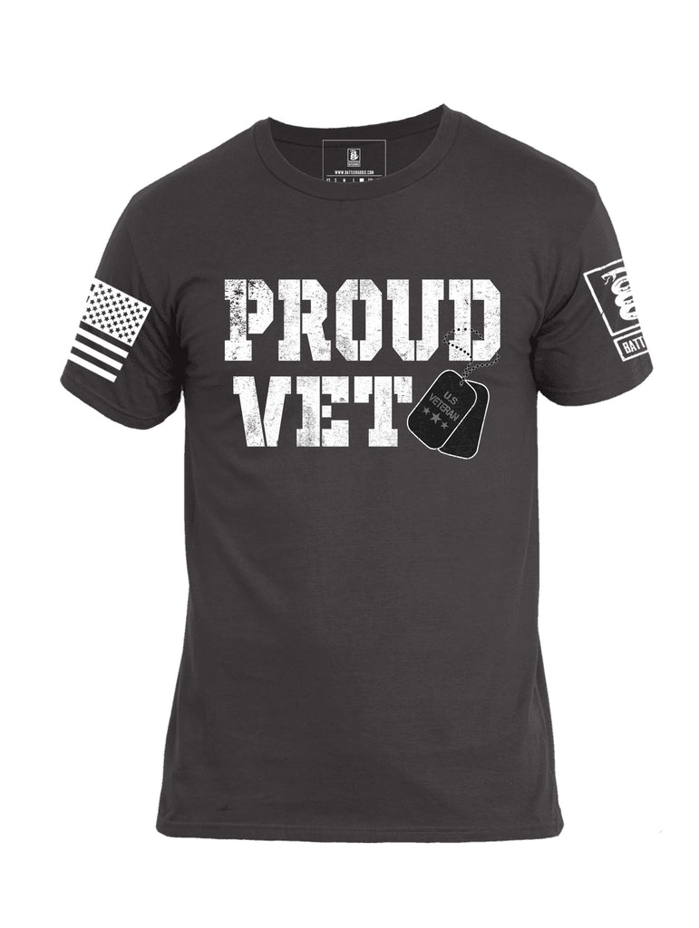 Battleraddle Proud Vet White Sleeve Print Mens Cotton Crew Neck T Shirt
