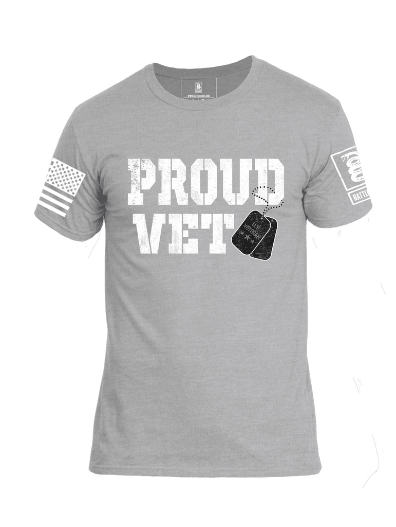 Battleraddle Proud Vet White Sleeve Print Mens Cotton Crew Neck T Shirt
