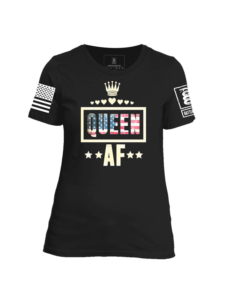 Battleraddle Queen AF Womens Cotton Crew Neck T Shirt