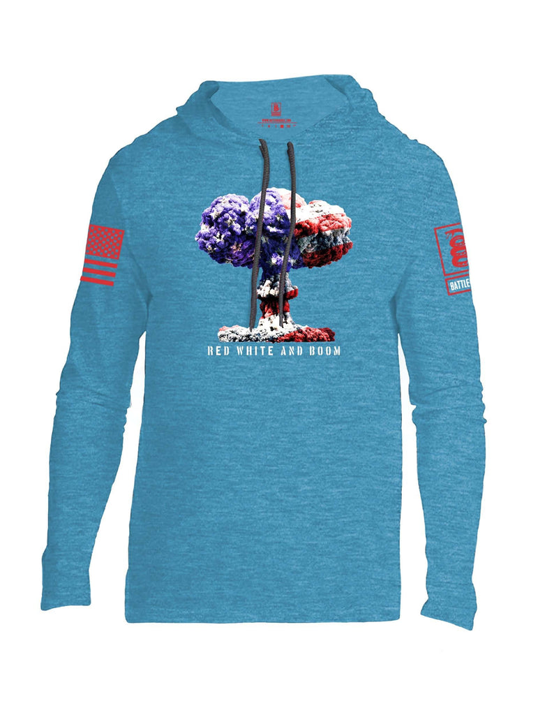 Battleraddle Red White And Boom Red Sleeve Print Mens Thin Cotton Lightweight Hoodie shirt|custom|veterans|Apparel-Mens Hoodie-Cotton