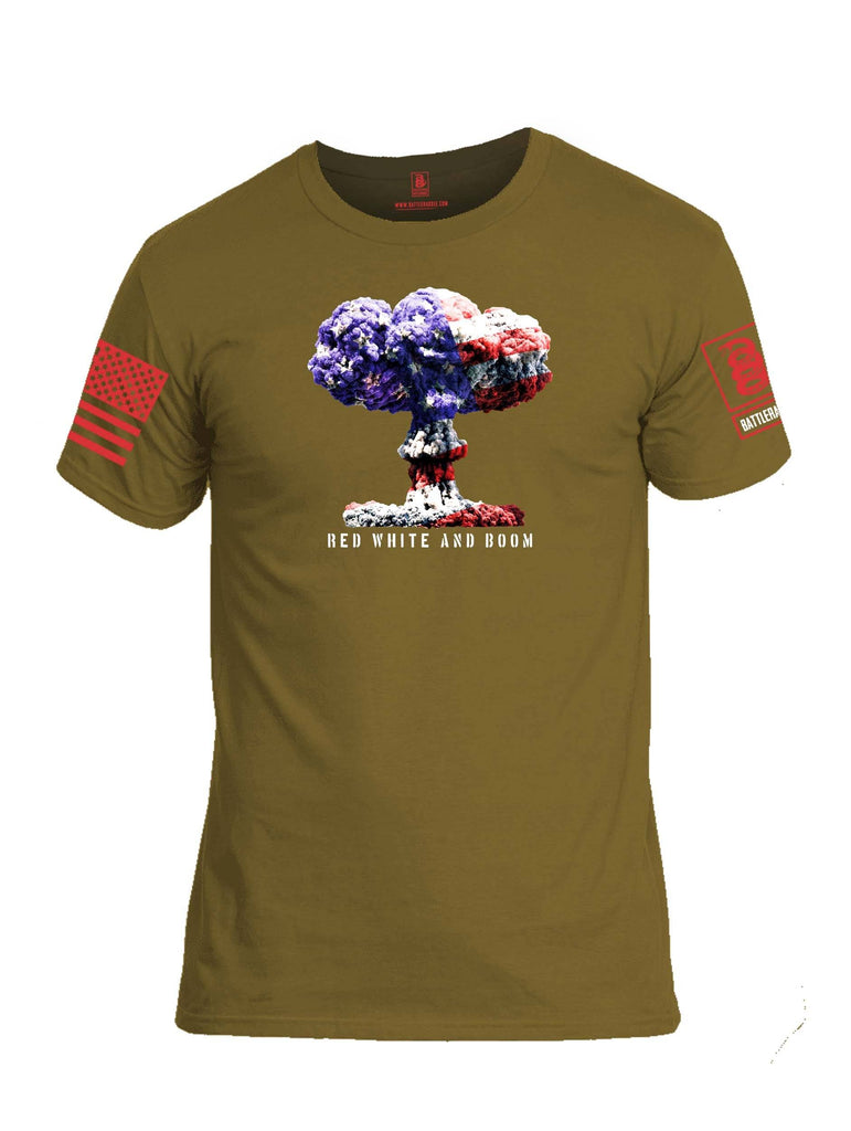Battleraddle Red White And Boom Red Sleeve Print Mens Cotton Crew Neck T Shirt shirt|custom|veterans|Apparel-Mens T Shirt-cotton