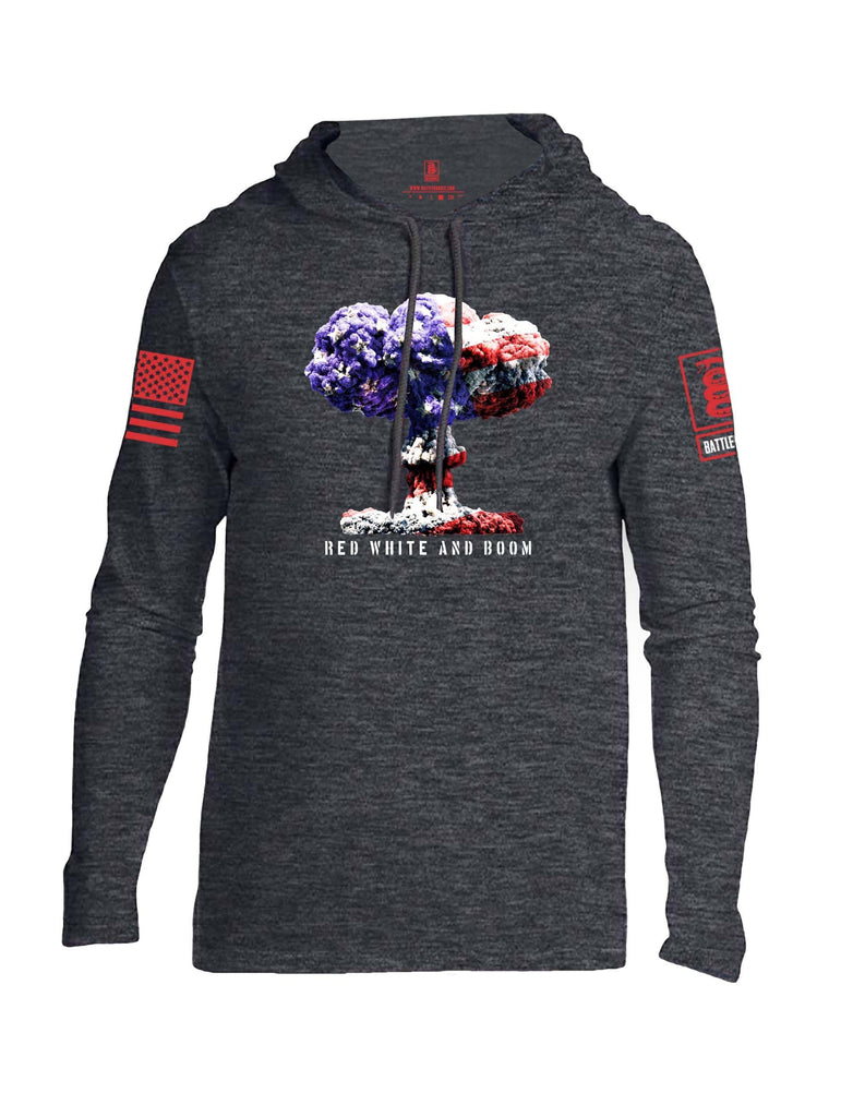 Battleraddle Red White And Boom Red Sleeve Print Mens Thin Cotton Lightweight Hoodie shirt|custom|veterans|Apparel-Mens Hoodie-Cotton