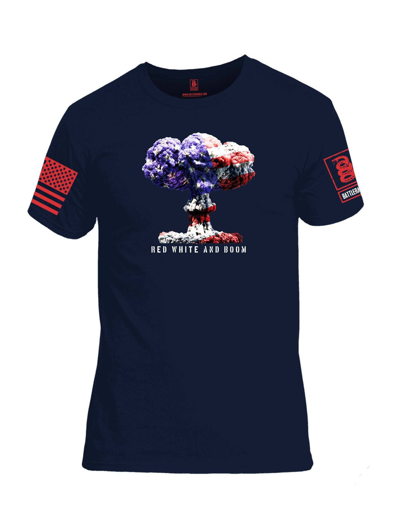 Battleraddle Red White And Boom Red Sleeve Print Mens Cotton Crew Neck T Shirt shirt|custom|veterans|Apparel-Mens T Shirt-cotton