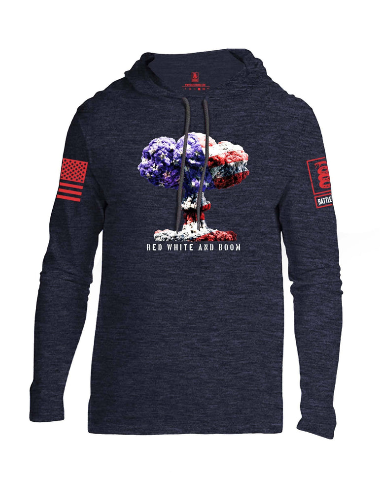 Battleraddle Red White And Boom Red Sleeve Print Mens Thin Cotton Lightweight Hoodie shirt|custom|veterans|Apparel-Mens Hoodie-Cotton