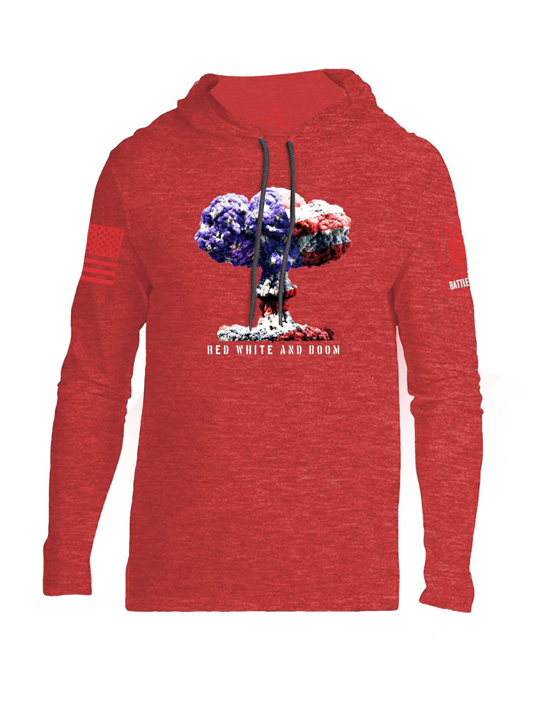 Battleraddle Red White And Boom Red Sleeve Print Mens Thin Cotton Lightweight Hoodie shirt|custom|veterans|Apparel-Mens Hoodie-Cotton