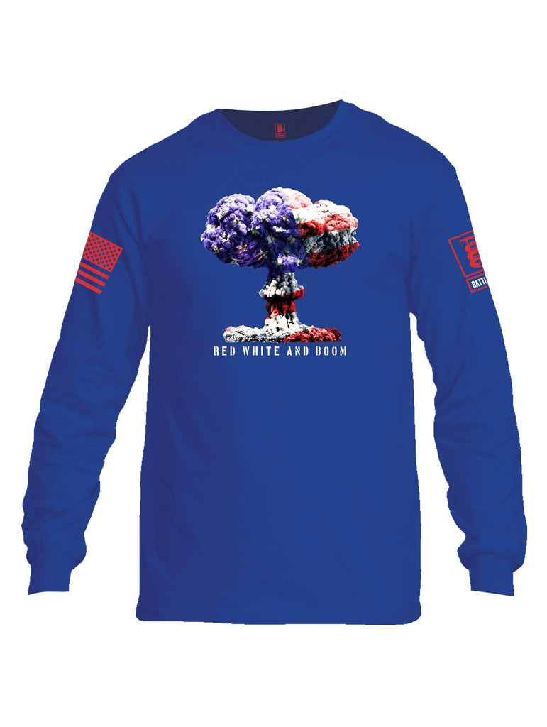Battleraddle Red White And Boom Red Sleeve Print Mens Cotton Long Sleeve Crew Neck T Shirt shirt|custom|veterans|Men-Long Sleeves Crewneck Shirt