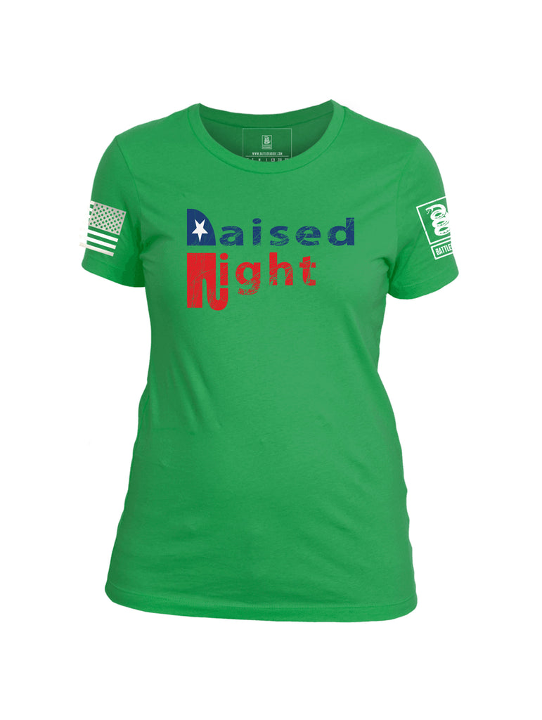 Battleraddle Raised Republican RWB Womens Patriotic Cotton Crew Neck T Shirt