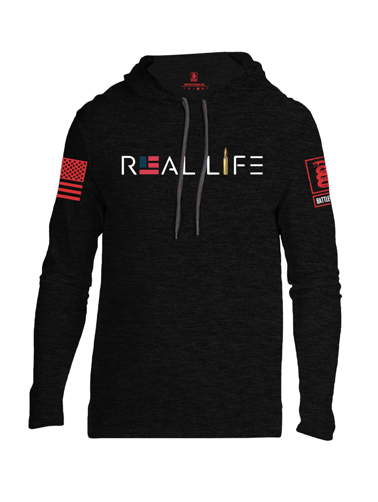 Battleraddle Real Life Red Sleeve Print Mens Thin Cotton Lightweight Hoodie