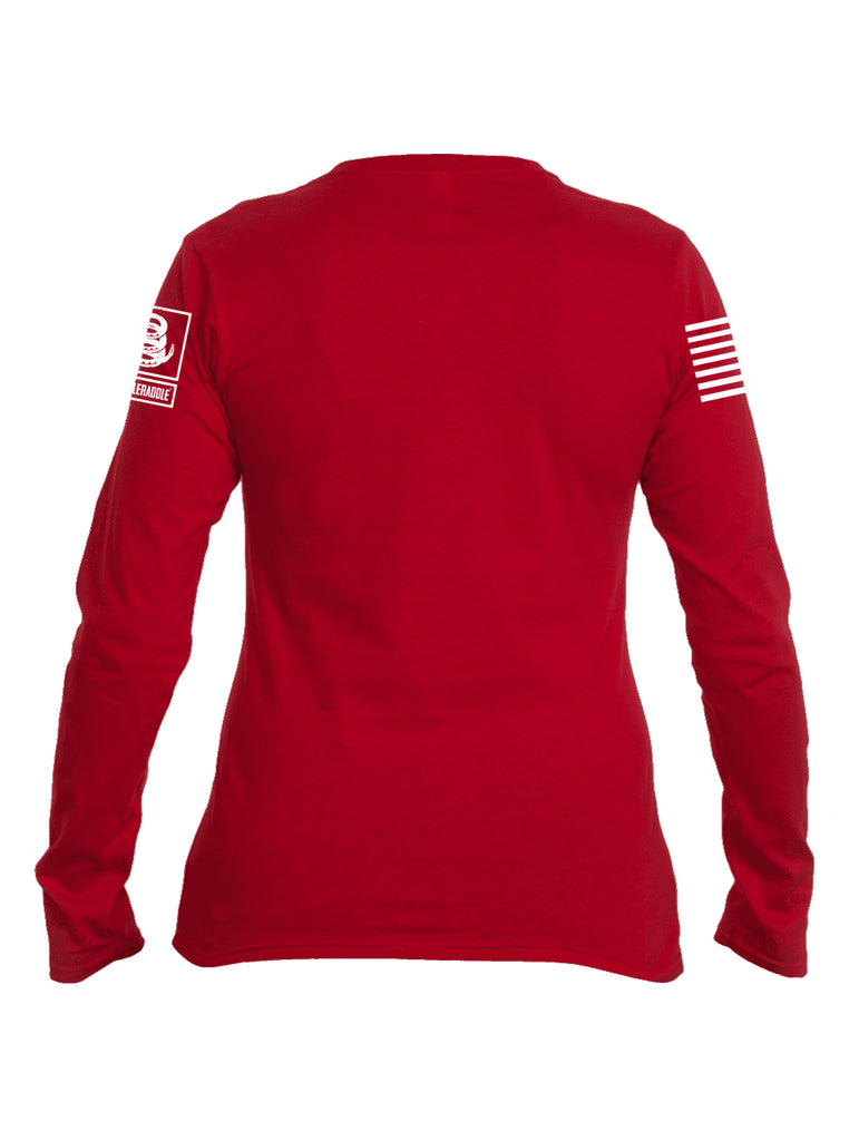 Battleraddle Ranger Punisher Skull White Sleeve Print Womens Cotton Long Sleeve Crew Neck T Shirt-Red