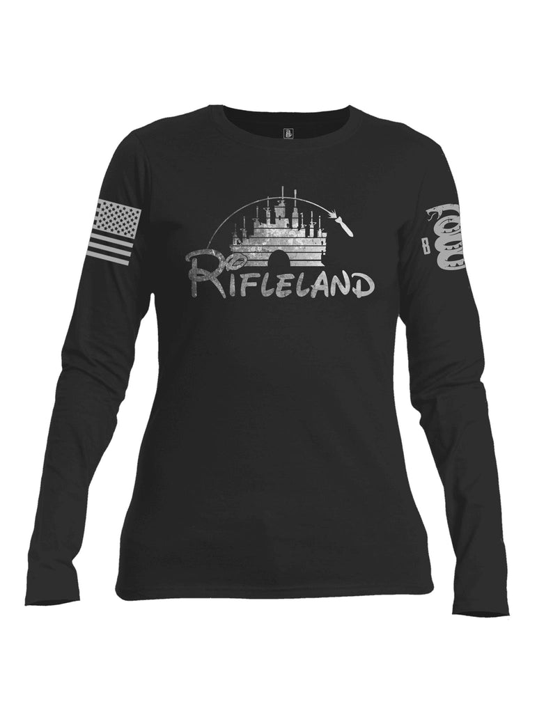 Battleraddle Rifleland Grey Sleeve Print Womens Cotton Crew Neck Long Sleeve Sweatshirt