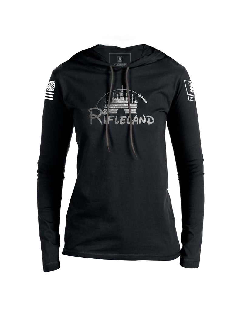 Battleraddle Rifleland V2 Grey Sleeve Print Womens Thin Cotton Lightweight Hoodie