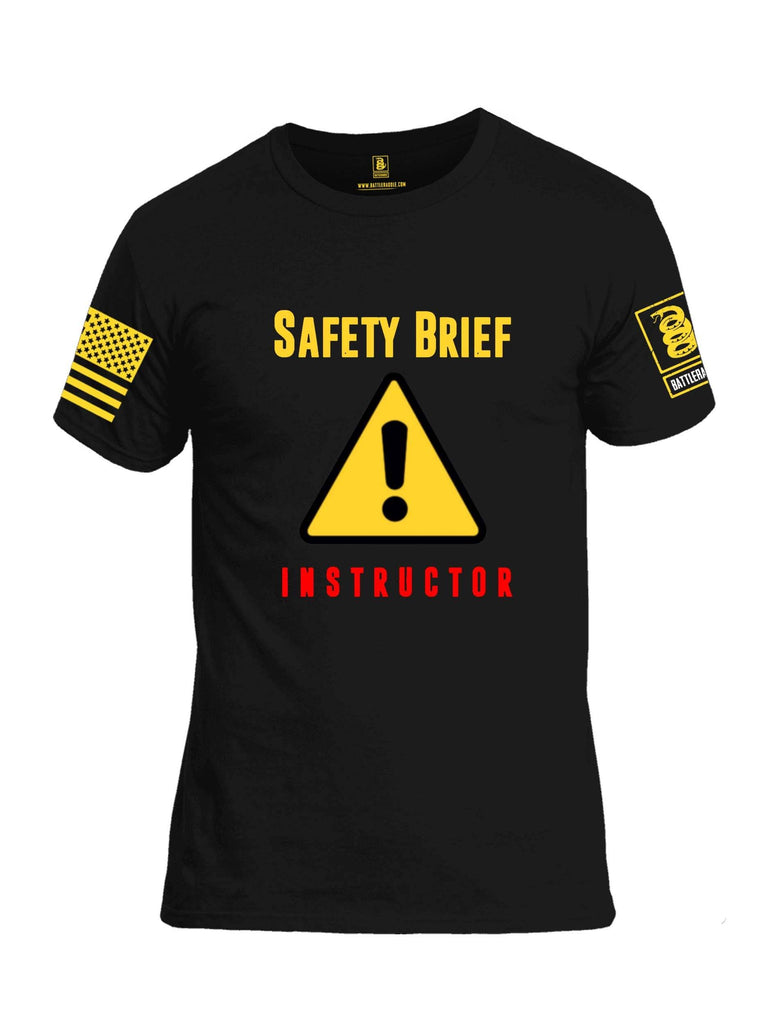 Battleraddle Safety Brief Instructor Yellow Sleeve Print Mens 100% Battlefit Polyester Crew Neck T Shirt shirt|custom|veterans|Apparel-Mens Shirts-DryFit