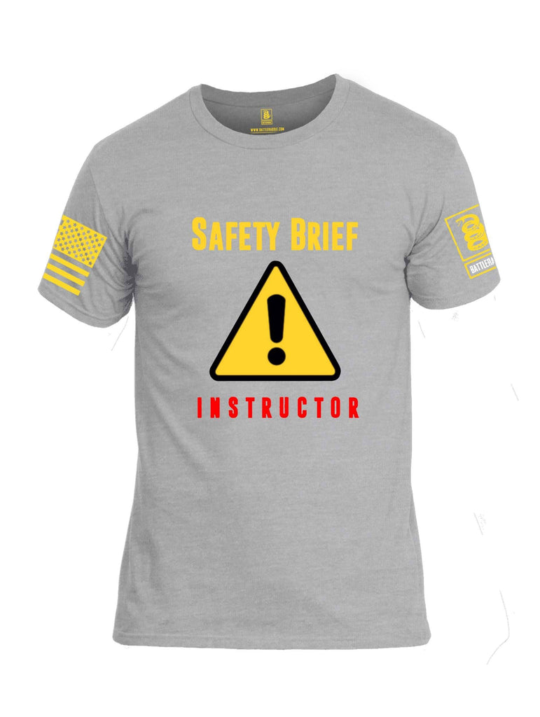 Battleraddle Safety Brief Instructor Yellow Sleeve Print Mens Cotton Crew Neck T Shirt shirt|custom|veterans|Apparel-Mens T Shirt-cotton