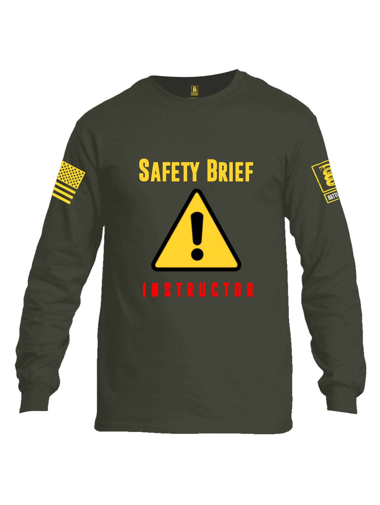 Battleraddle Safety Brief Instructor Yellow Sleeve Print Mens Cotton Long Sleeve Crew Neck T Shirt shirt|custom|veterans|Men-Long Sleeves Crewneck Shirt