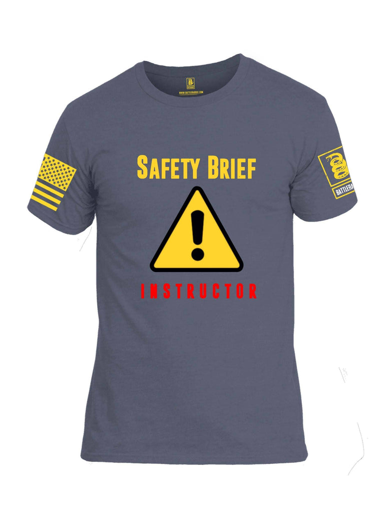 Battleraddle Safety Brief Instructor Yellow Sleeve Print Mens Cotton Crew Neck T Shirt shirt|custom|veterans|Apparel-Mens T Shirt-cotton