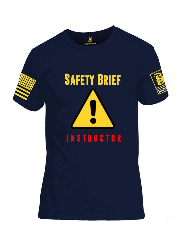 Battleraddle Safety Brief Instructor Yellow Sleeve Print Mens 100% Battlefit Polyester Crew Neck T Shirt shirt|custom|veterans|Apparel-Mens Shirts-DryFit