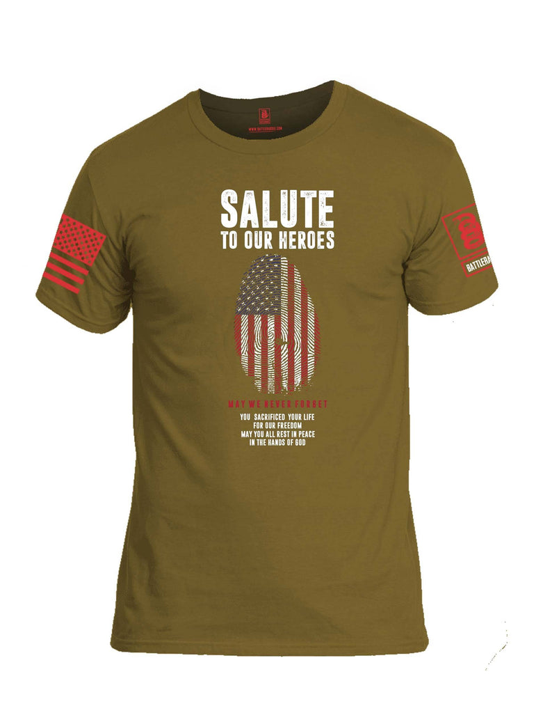 Battleraddle Salute To Our Heroes Red Sleeve Print Mens Cotton Crew Neck T Shirt shirt|custom|veterans|Apparel-Mens T Shirt-cotton