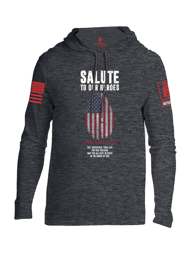 Battleraddle Salute To Our Heroes Red Sleeve Print Mens Thin Cotton Lightweight Hoodie shirt|custom|veterans|Apparel-Mens Hoodie-Cotton