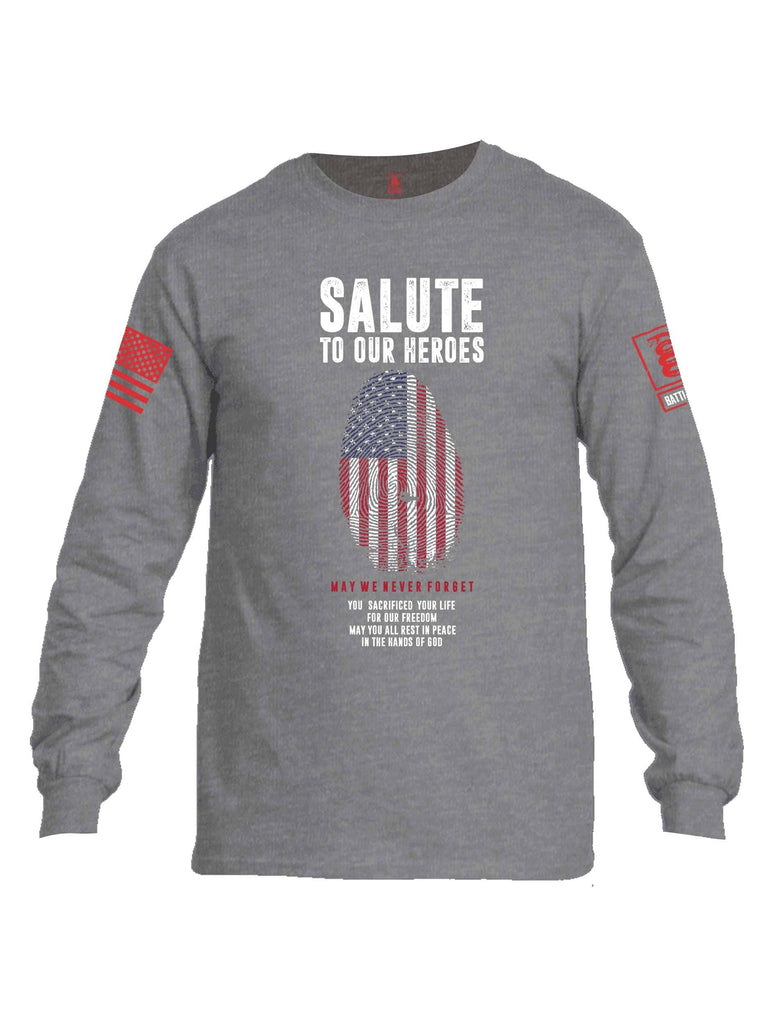 Battleraddle Salute To Our Heroes Red Sleeve Print Mens Cotton Long Sleeve Crew Neck T Shirt shirt|custom|veterans|Men-Long Sleeves Crewneck Shirt