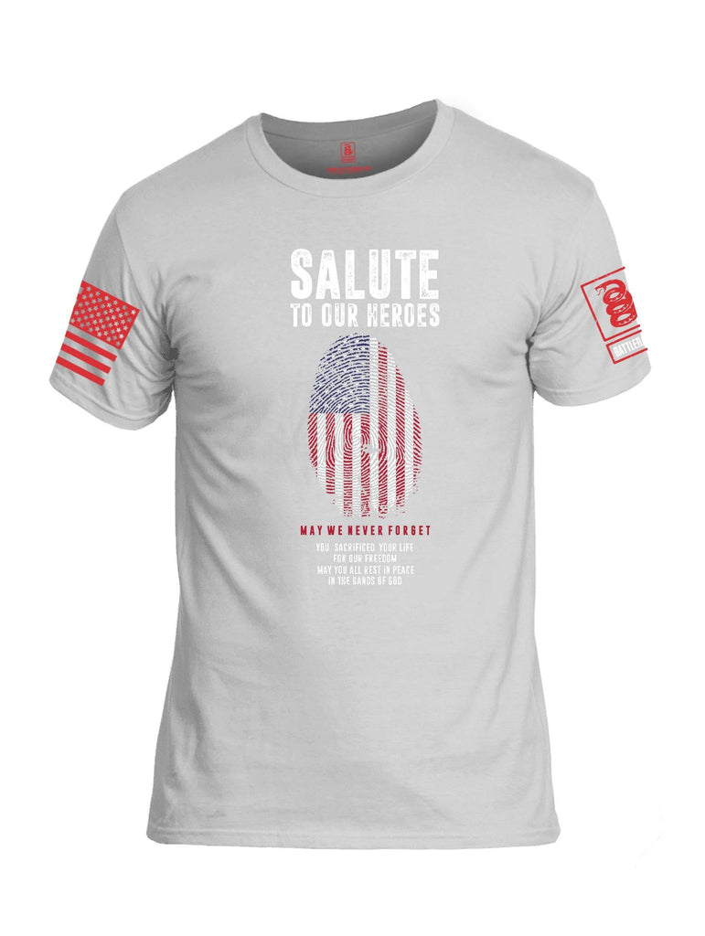 Battleraddle Salute To Our Heroes Red Sleeve Print Mens Cotton Crew Neck T Shirt shirt|custom|veterans|Apparel-Mens T Shirt-cotton