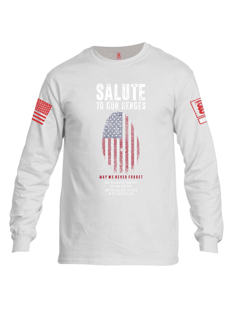 Battleraddle Salute To Our Heroes Red Sleeve Print Mens Cotton Long Sleeve Crew Neck T Shirt shirt|custom|veterans|Men-Long Sleeves Crewneck Shirt