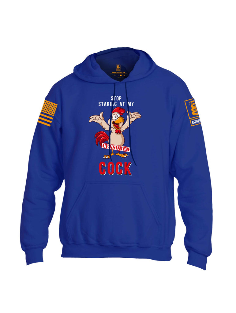 Battleraddle Stop Staring At My Censored Cock Orange Sleeve Print Mens Blended Hoodie With Pockets
