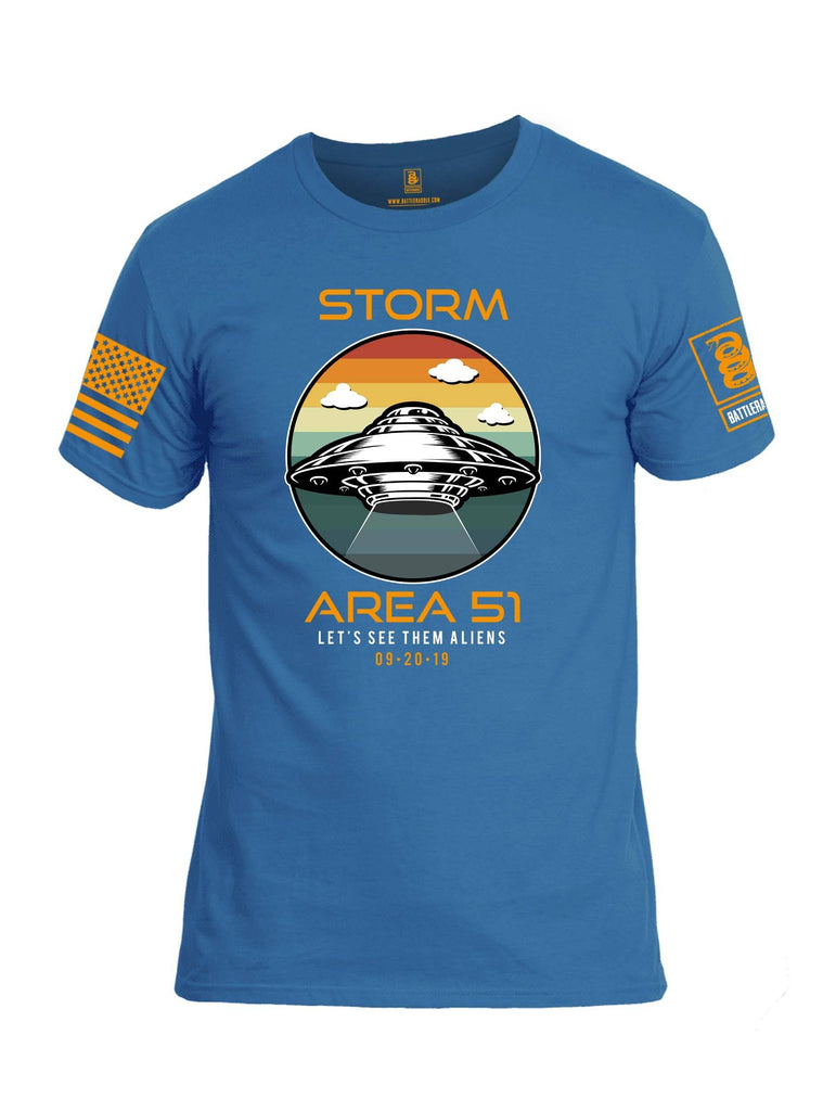 Battleraddle Storm Area 51 Lets See Them Aliens Orange Sleeve Print Mens Cotton Crew Neck T Shirt shirt|custom|veterans|Apparel-Mens T Shirt-cotton