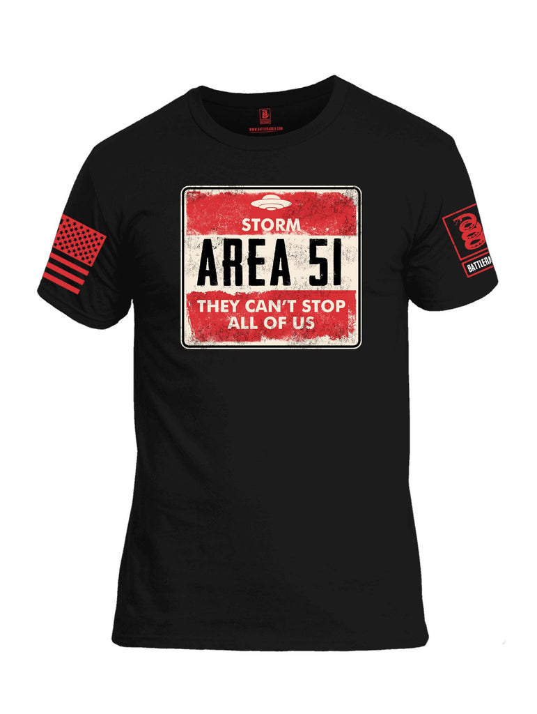 Battleraddle Storm Area 51 They Cant Stop All Of Us Red Sleeve Print Mens 100% Battlefit Polyester Crew Neck T Shirt