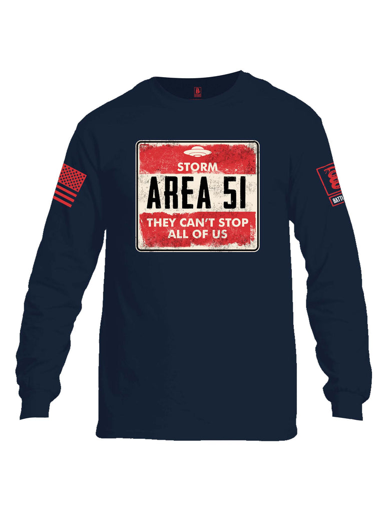Battleraddle Storm Area 51 They Cant Stop All Of Us Red Sleeve Print Mens Cotton Long Sleeve Crew Neck T Shirt