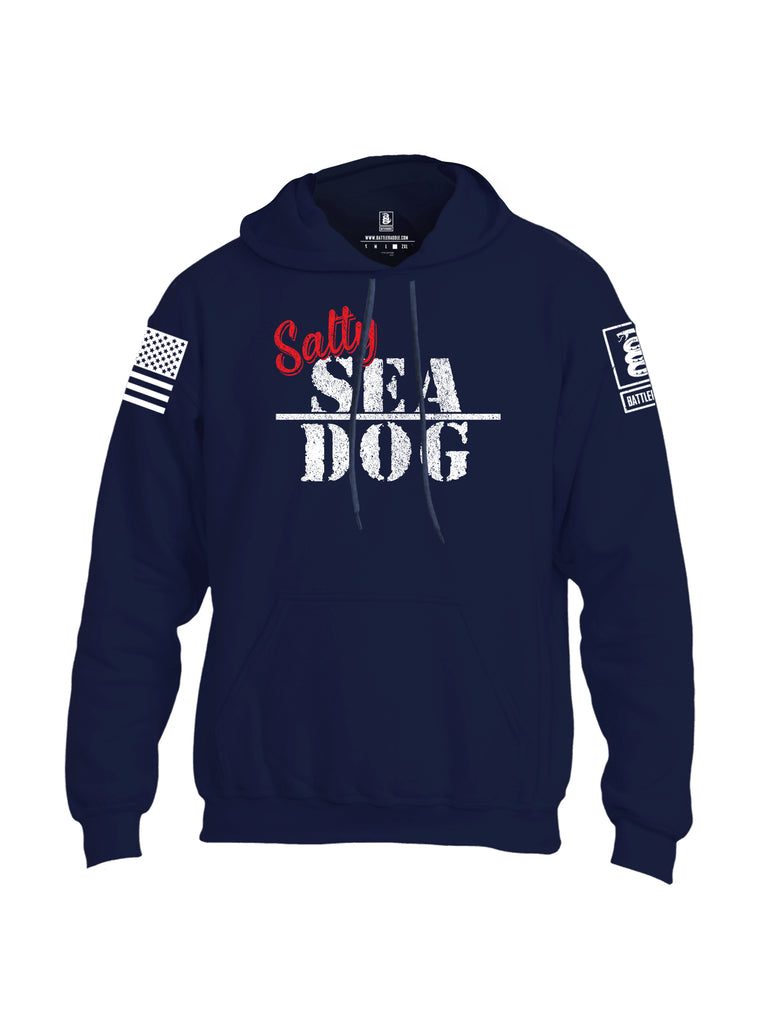 Battleraddle Salty Sea Dog White Sleeve Print Mens Blended Hoodie With Pockets