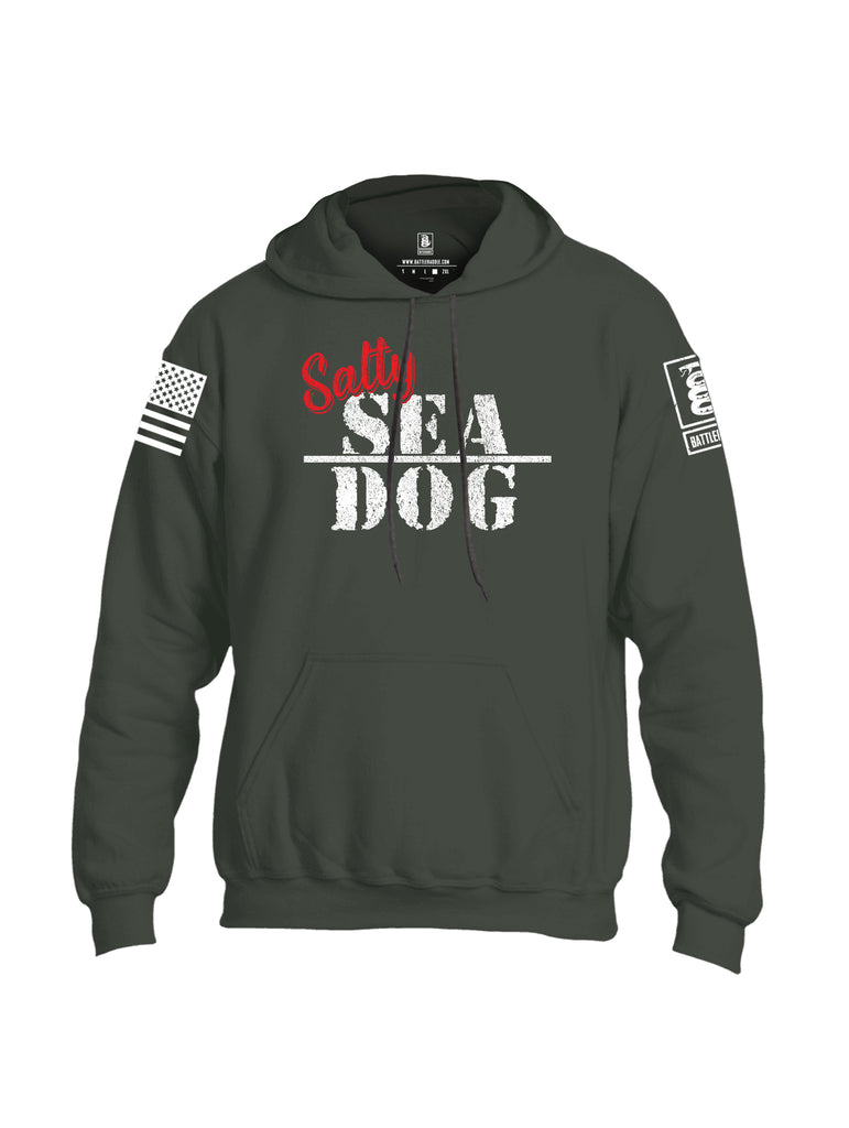 Battleraddle Salty Sea Dog White Sleeve Print Mens Blended Hoodie With Pockets