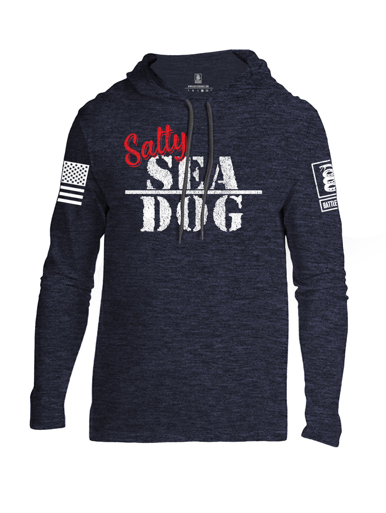 Battleraddle Salty Sea Dog White Sleeve Print Mens Thin Cotton Lightweight Hoodie