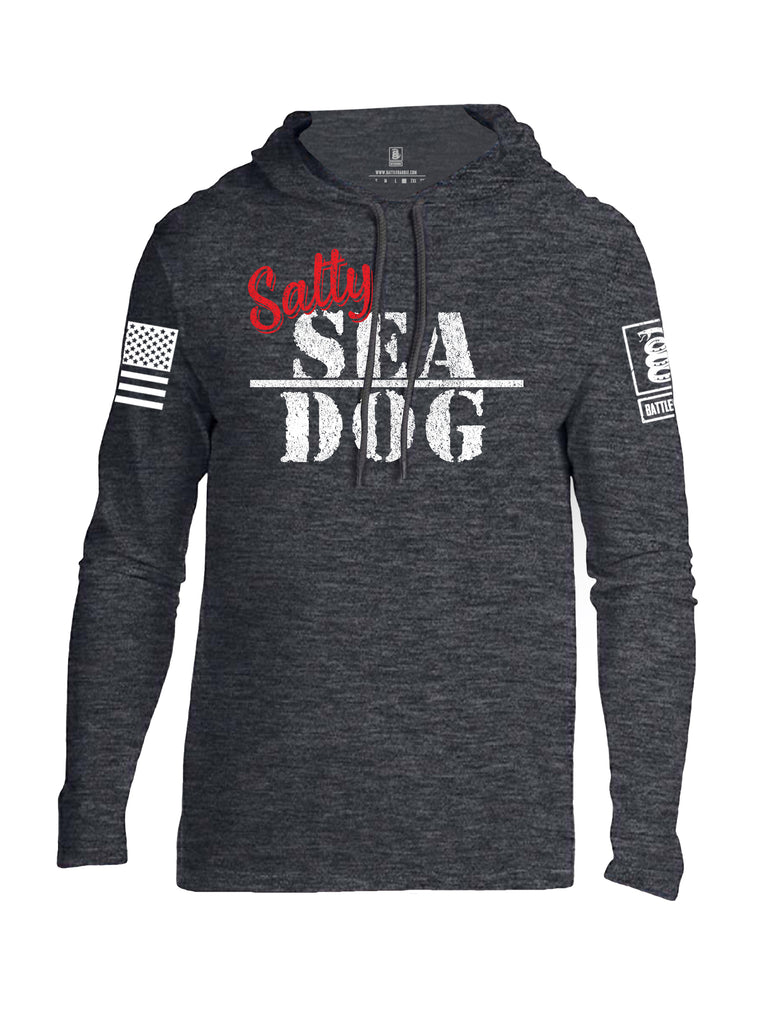 Battleraddle Salty Sea Dog White Sleeve Print Mens Thin Cotton Lightweight Hoodie