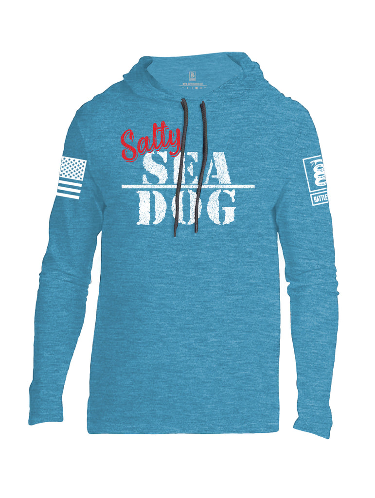 Battleraddle Salty Sea Dog White Sleeve Print Mens Thin Cotton Lightweight Hoodie