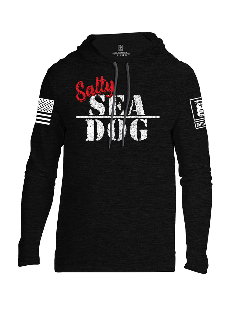 Battleraddle Salty Sea Dog White Sleeve Print Mens Thin Cotton Lightweight Hoodie