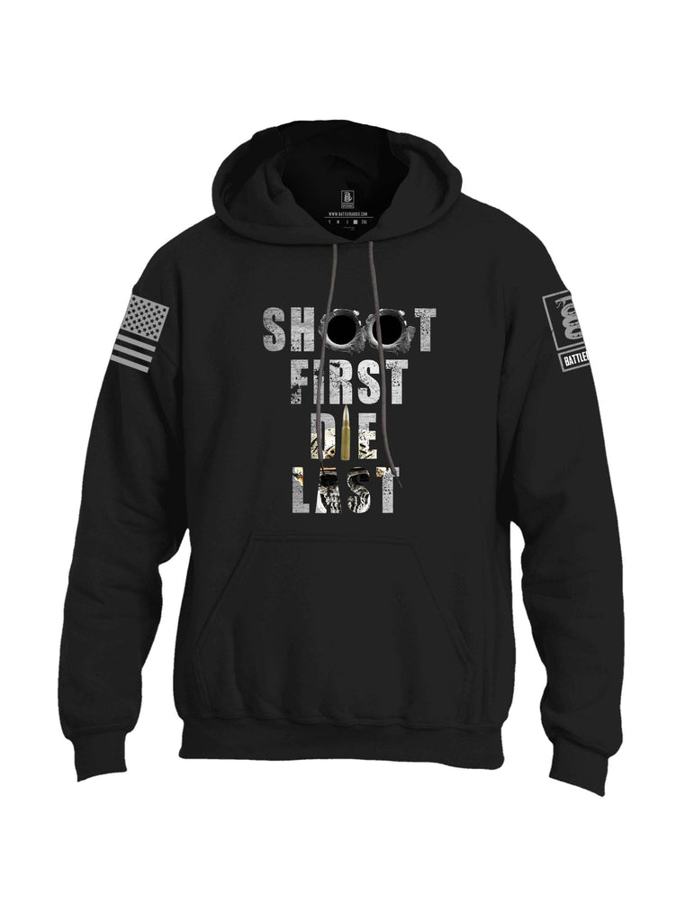 Battleraddle Shoot First Die Last Grey Sleeve Print Mens Blended Hoodie With Pockets