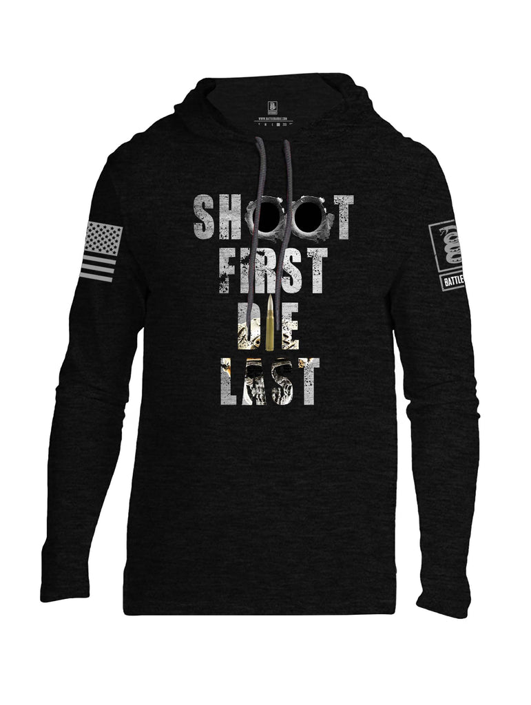 Battleraddle Shoot First Die Last Grey Sleeve Print Mens Thin Cotton Lightweight Hoodie