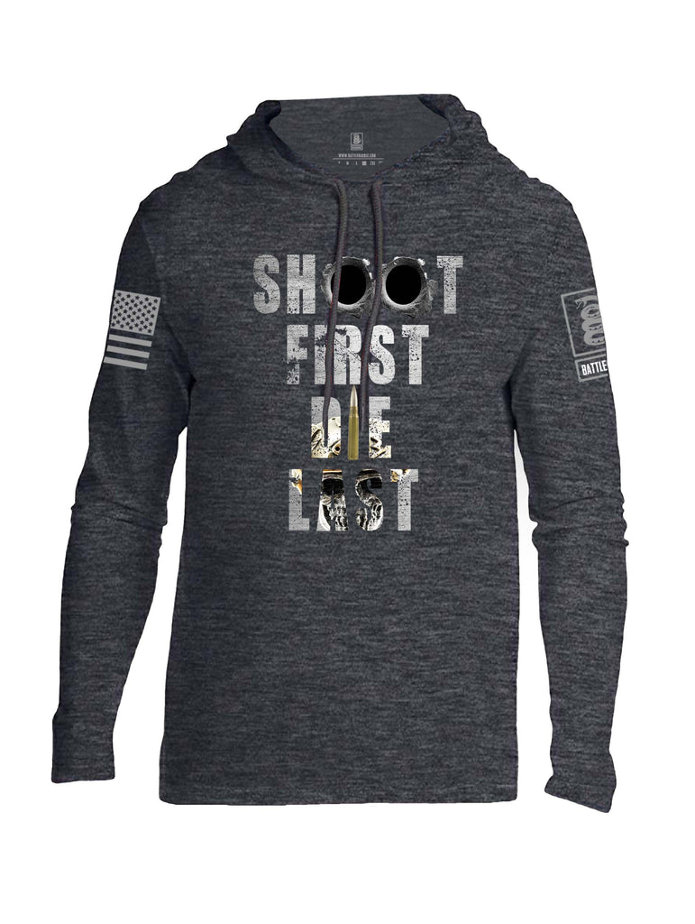 Battleraddle Shoot First Die Last Grey Sleeve Print Mens Thin Cotton Lightweight Hoodie