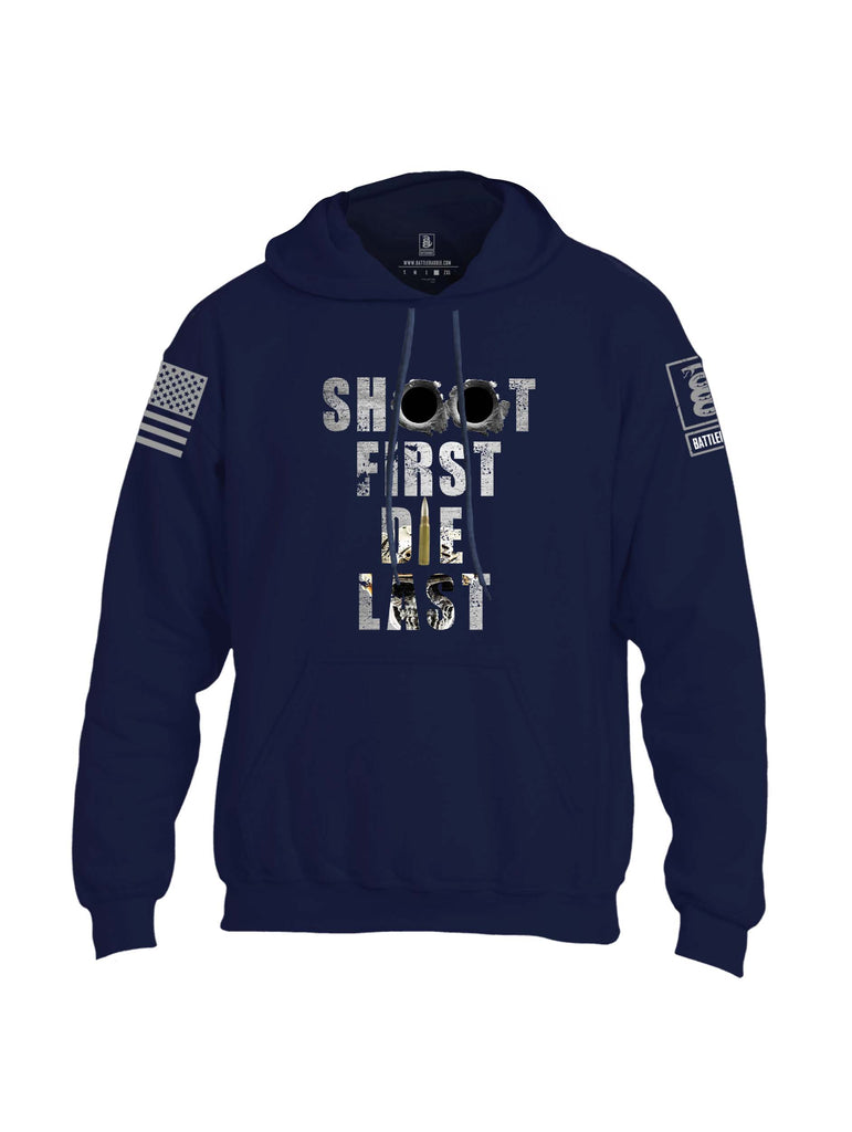 Battleraddle Shoot First Die Last Grey Sleeve Print Mens Blended Hoodie With Pockets