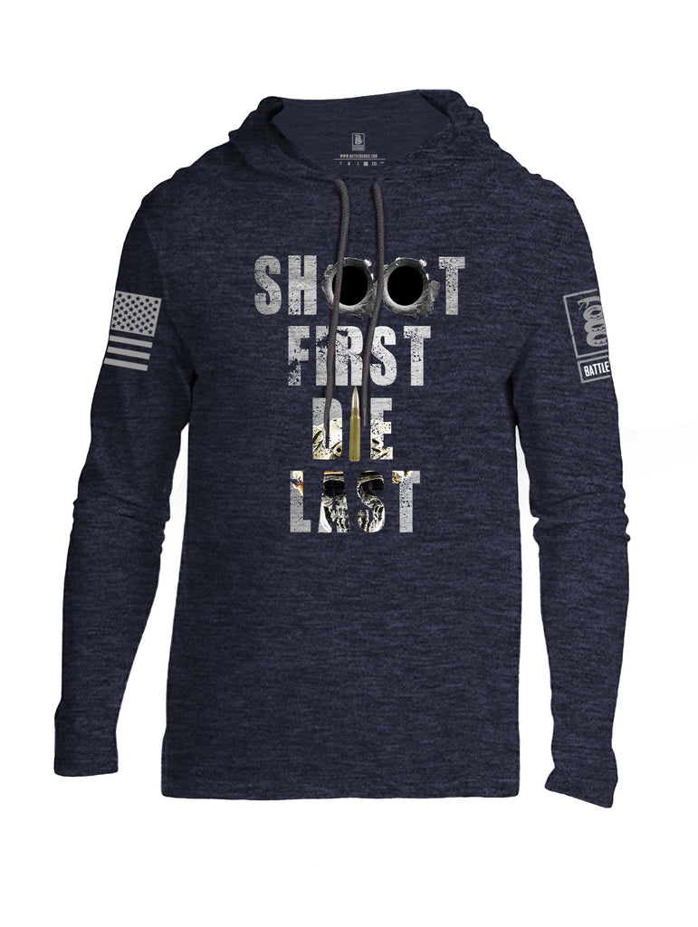 Battleraddle Shoot First Die Last Grey Sleeve Print Mens Thin Cotton Lightweight Hoodie