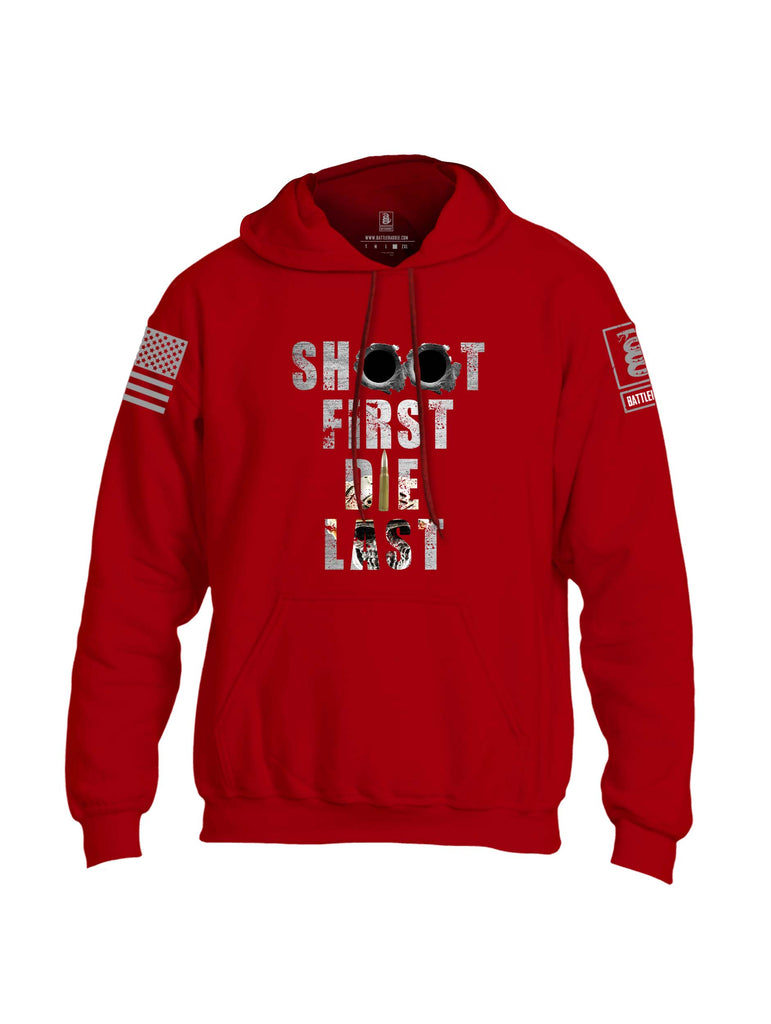 Battleraddle Shoot First Die Last Grey Sleeve Print Mens Blended Hoodie With Pockets