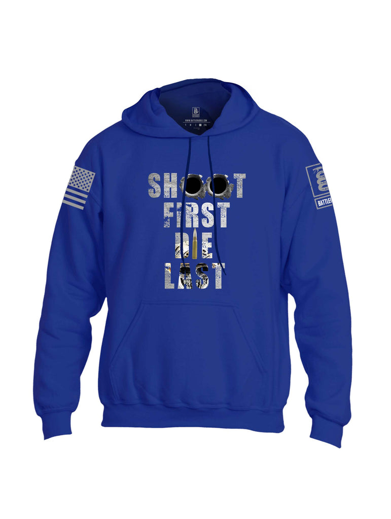 Battleraddle Shoot First Die Last Grey Sleeve Print Mens Blended Hoodie With Pockets