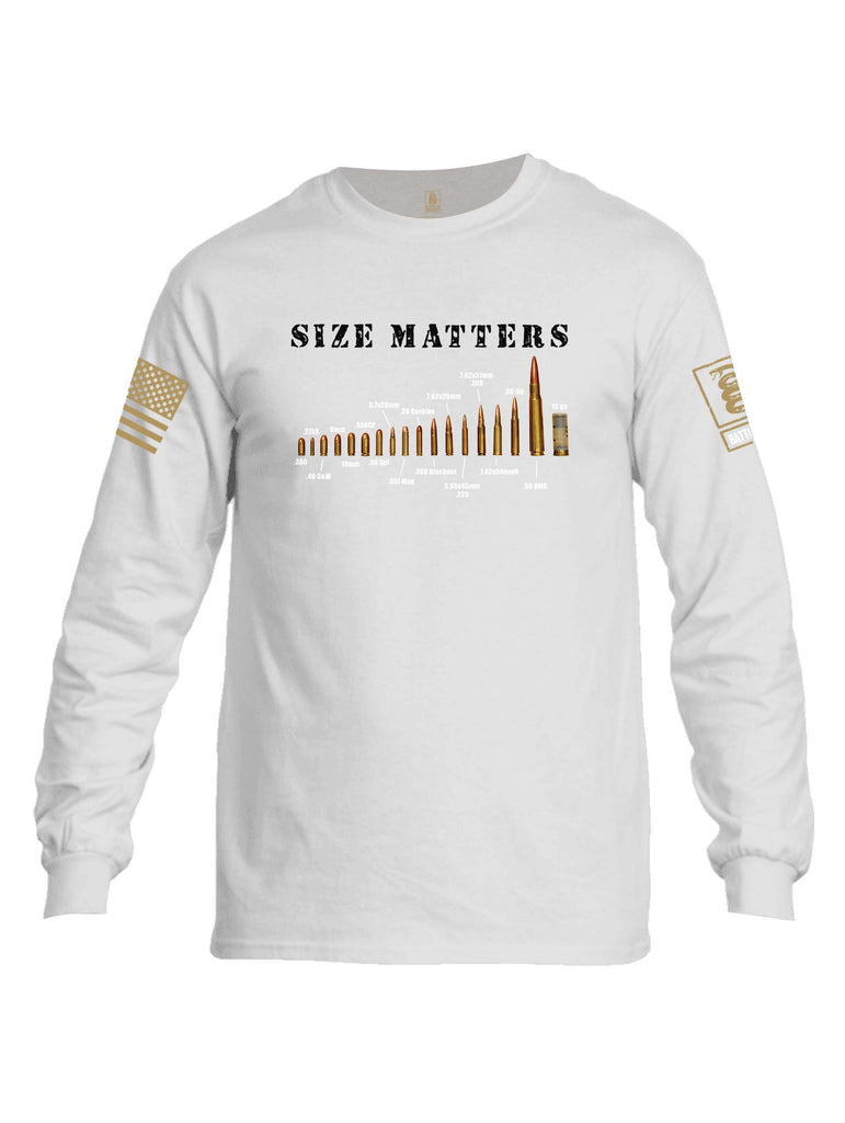 Battleraddle Size Matters Brass Sleeve Print Mens Cotton Long Sleeve Crew Neck T Shirt