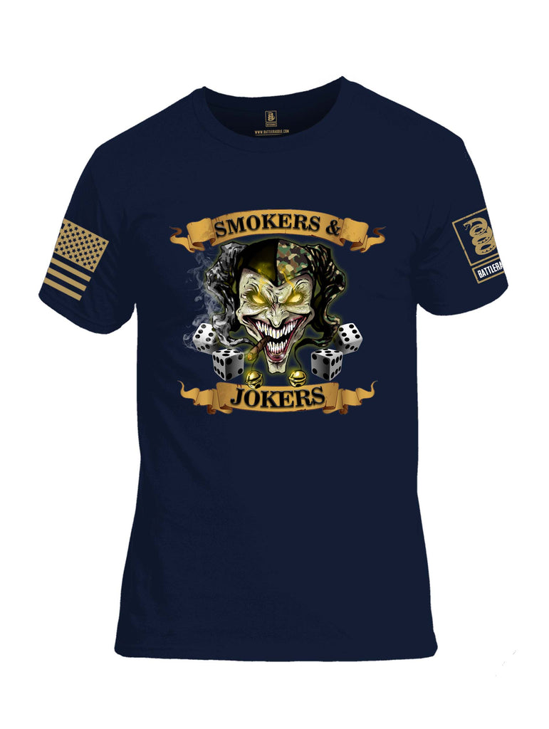 Battleraddle Smokers And Jokers Brass Sleeve Print Mens Cotton Crew Neck T Shirt