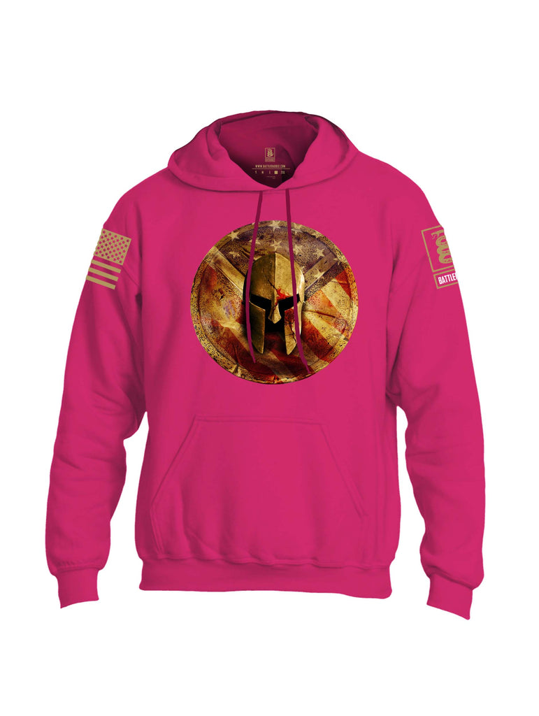 Battleraddle Spartan Helm Gold Brass Sleeve Print Mens Blended Hoodie With Pockets