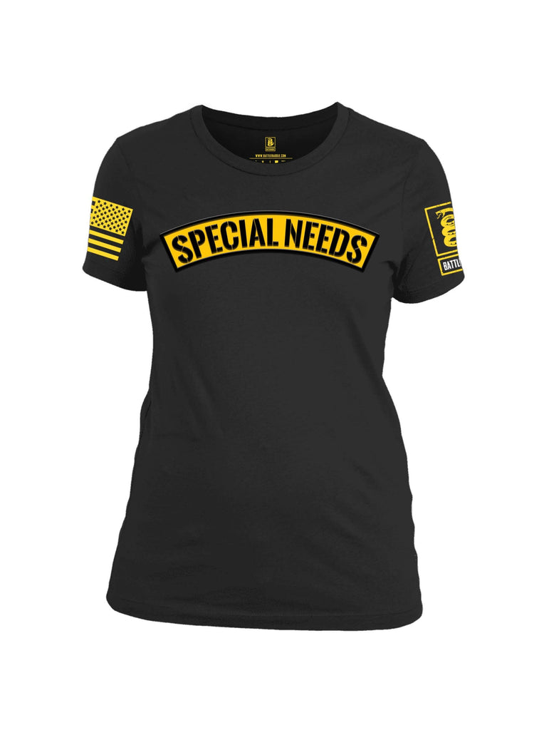 Battleraddle Special Needs Yellow Sleeve Print Womens 100% Battlefit Polyester Crew Neck T Shirt