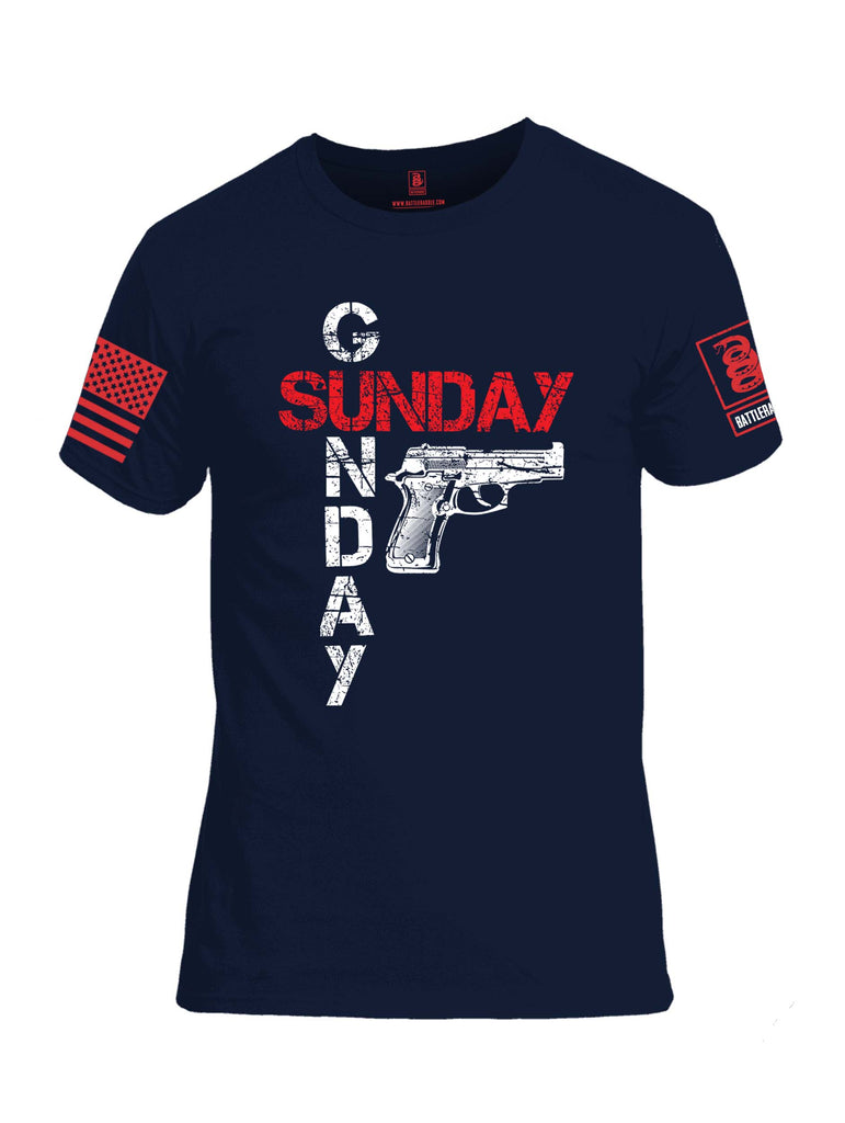Battleraddle Sunday Gunday Red Sleeve Print Mens 100% Battlefit Polyester Crew Neck T Shirt